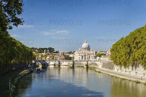 View from Ponte Umberto I across the Tiber River to Ponte Sant'Angelo and St. Peter's Basilica