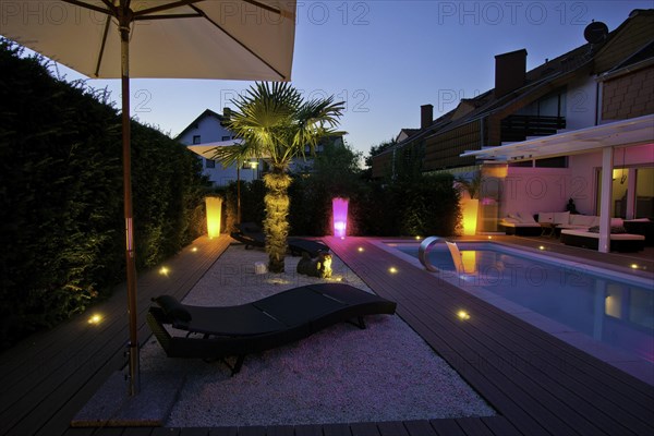 Private garden with a pool