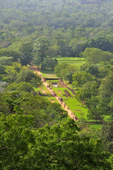 View from above of the lower ruins of the fortress at the Lion Rock