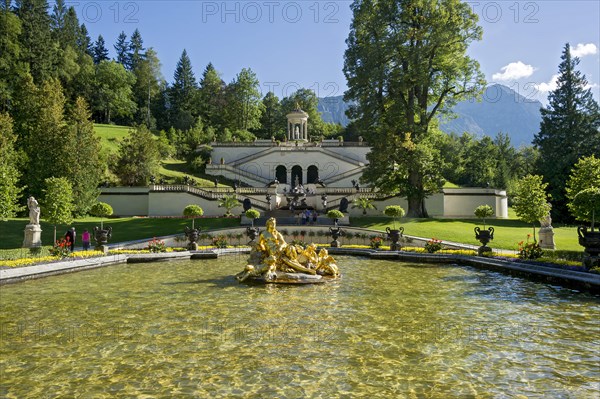 Flora Fountain surrounded by a water basin