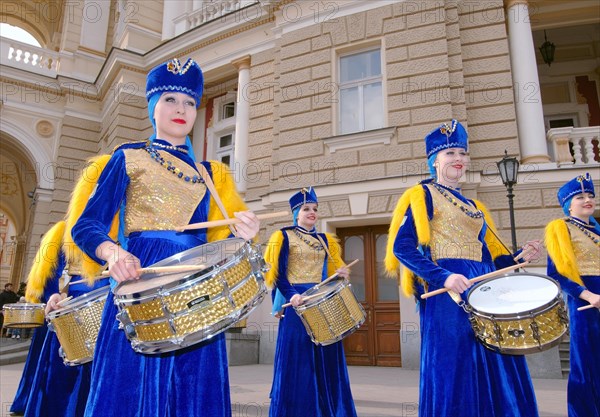 Group of drumming women