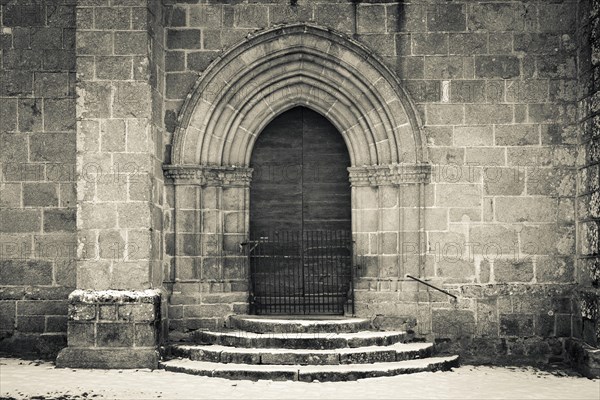 Portal door entrance of medieval fortified church