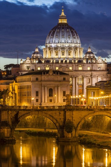 View from Ponte Umberto I across the Tiber River to Ponte Sant'Angelo and St. Peter's Basilica