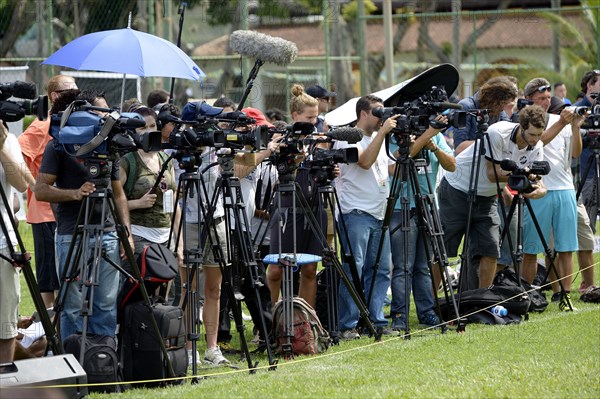 Journalists at the edge of the opening ceremony of the Street Children World Cup 2014