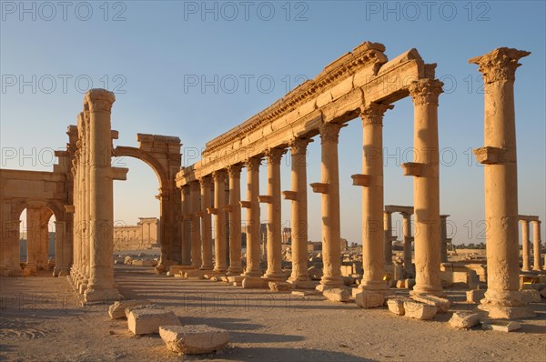 Ruins of the ancient city of Palmyra in the morning light