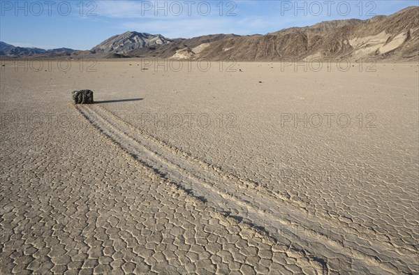 Track created by one of the mysterious moving rocks at the 'Racetrack'