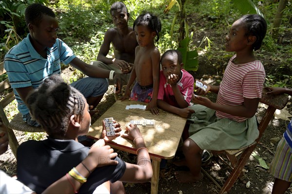 Children playing dominoes