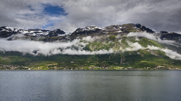 Hardangerfjord with morning fog