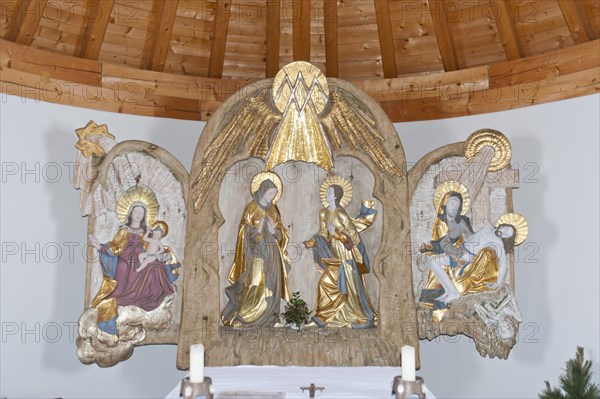 Carved and painted altar in the Church of the Visitation