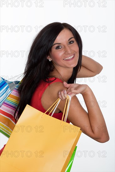 Woman with colorful shopping bags