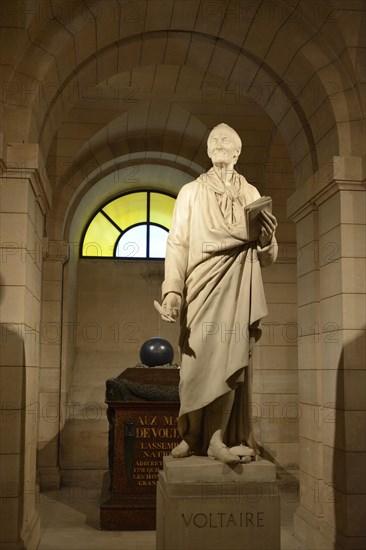 Statue and sarcophagus of Voltaire at the Pantheon