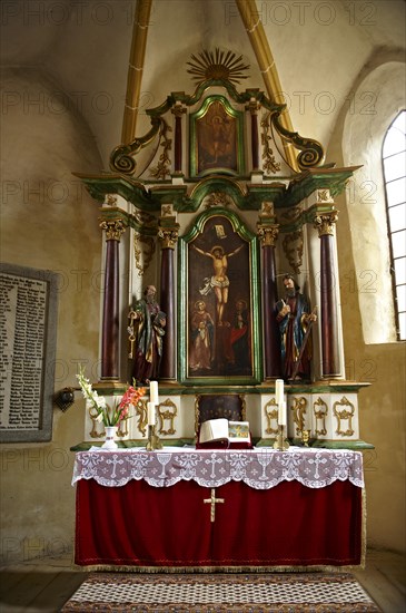 Gothic altar of the 14th century fortified church of Axente Sever