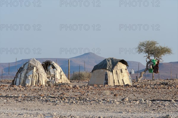 Traditional huts built from cardboard