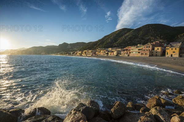 Typical houses on the beach in the evening light