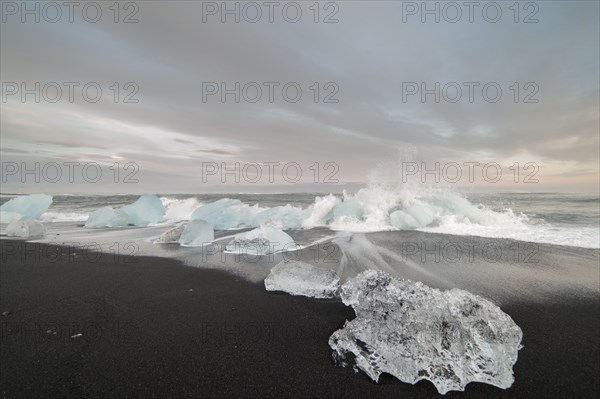Ice formations on the beach of Jokulsarlon