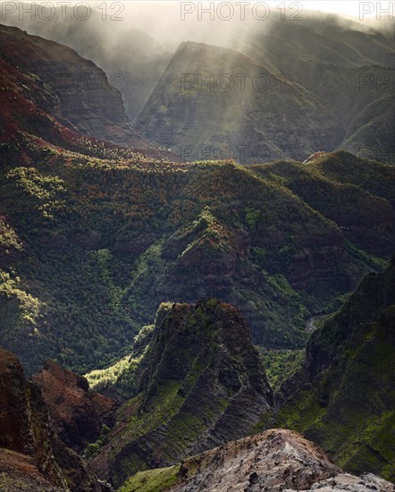 Backlit rocks in Waimea Canyon State Park