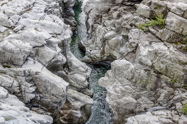 Granite rock formations in the Maggia river in the Maggia Valley