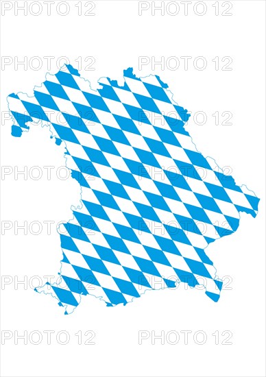 Shape of Bavaria with the pattern of the Bavarian flag