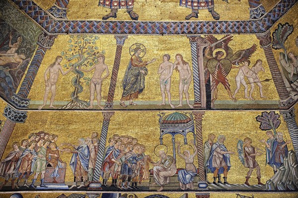 Medieval mosaics on the ceiling of the Baptistry of Florence Cathedral