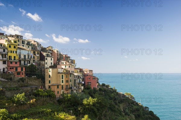 Village with colorful houses by the sea