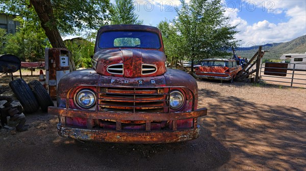 Old red rusty Ford F1