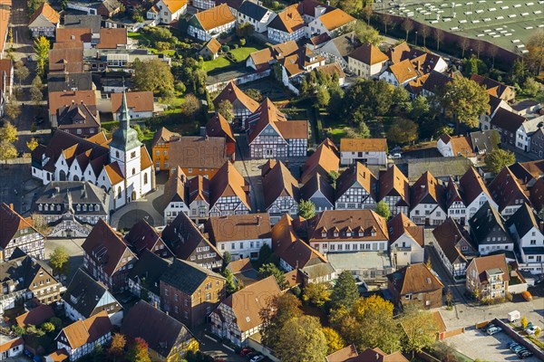 Historic centre with half-timbered houses and the church of St. John Baptist