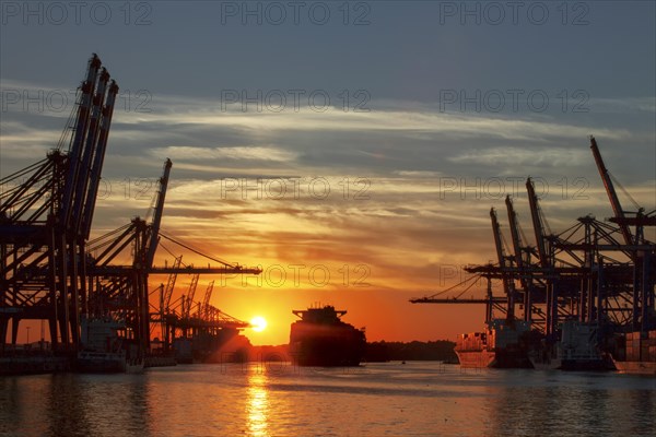 Waltershoferdamm 4 with the cranes of Container Terminal Burchardkai and EUROGATE Container Terminal