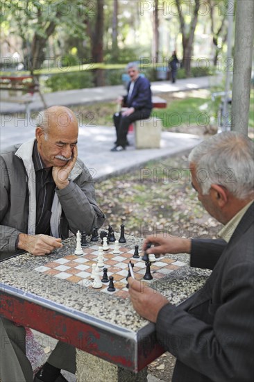 Elderly men playing chess