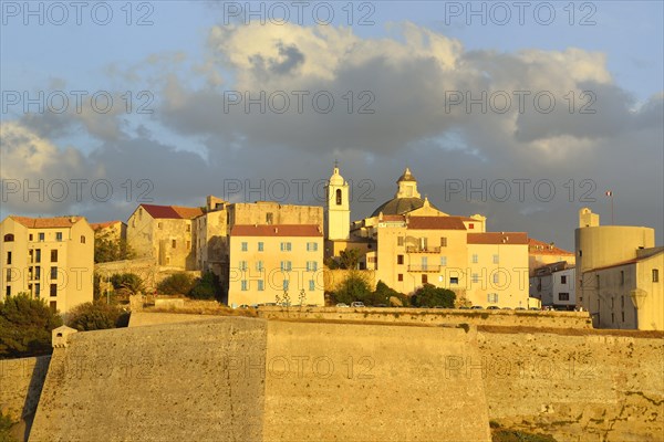 Cloudy atmosphere over the citadel in the evening light