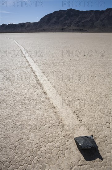 Track created by one of the mysterious moving rocks at the 'Racetrack'