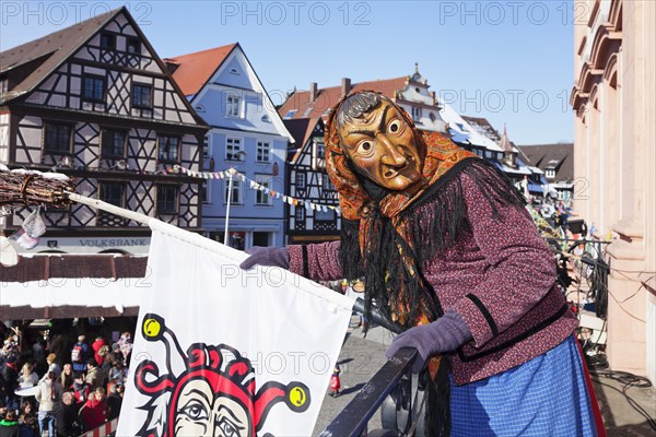 Witch on the balcony of Gengenbach Town Hall