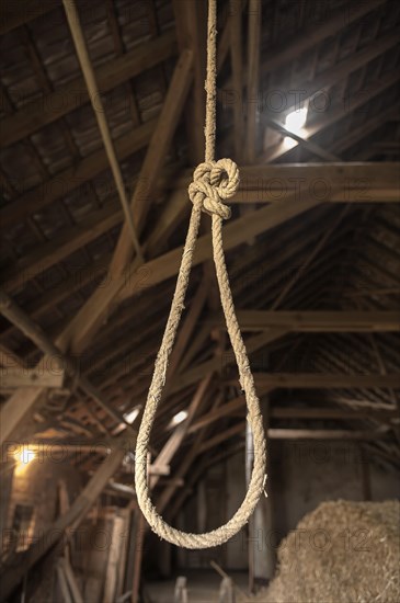 Rope with a noose in a hayloft