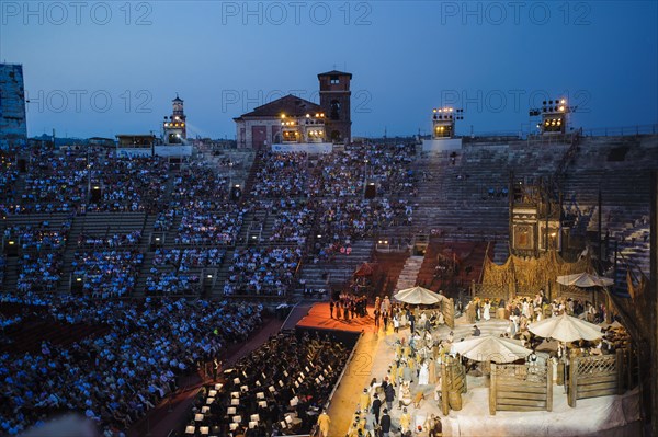 Stalls and tiers with stage