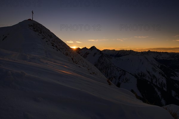 Summit of Mt Bleispitze at sunset