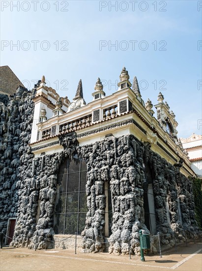 Wall of artificial limestone cave in the Wallenstein Garden