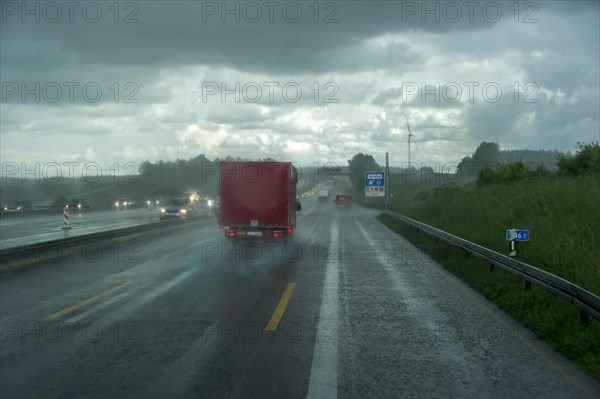 Traffic during heavy rain and poor visibility