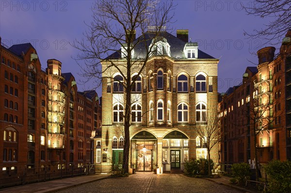 Wasserschloss building in Hamburg's Speicherstadt historic warehouse district