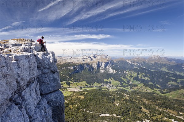 Mountain climber on Kreuzkofelscharte Mountain