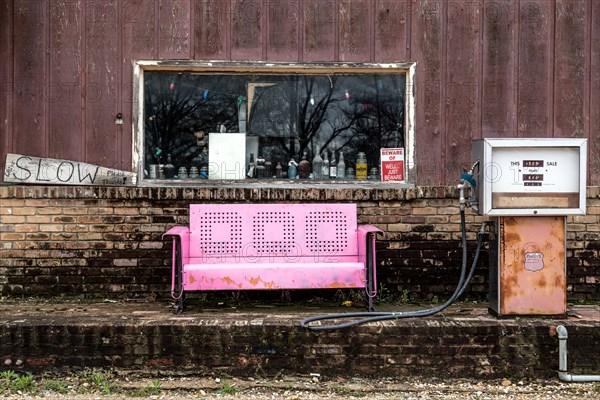 Old gas station with pump