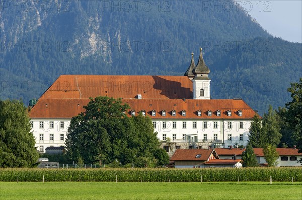 Schlehdorf Abbey with parish church of St. Tertulin