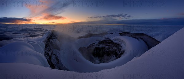 Crater of Cotopaxi Volcano at sunrise