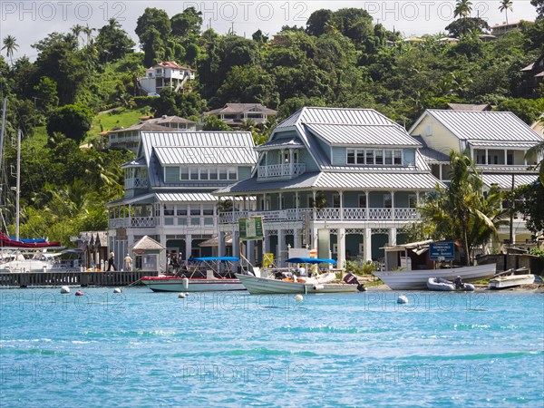 Marina and shops in Marigot Bay