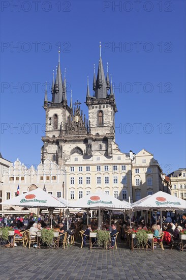 Sidewalk cafe in front of the Church of Our Lady before Tyn