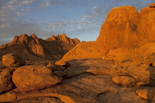 Landscape with rocks around the monadnock of Spitzkoppe Mountain