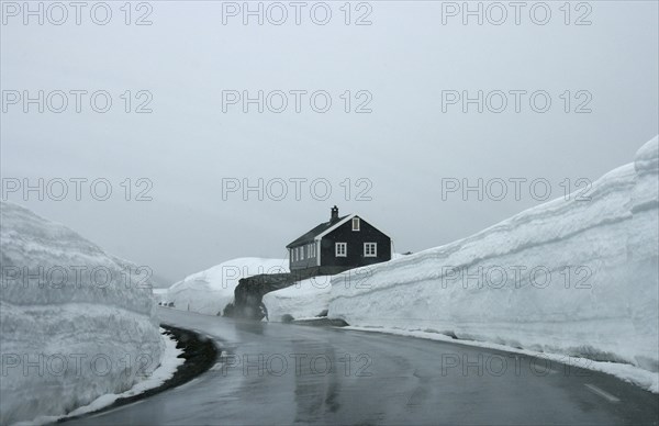 View from a car on a snowy road