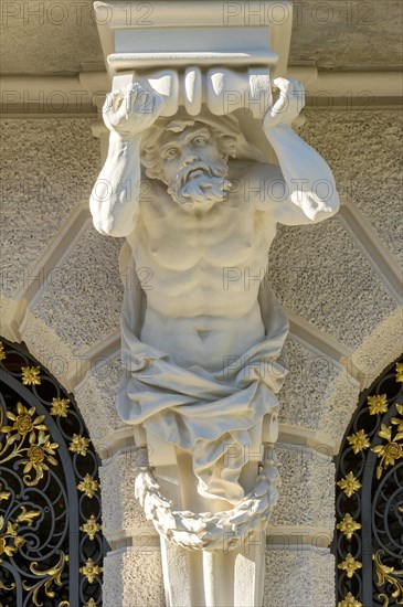 Atlante on the facade of the south side of Schloss Linderhof Palace