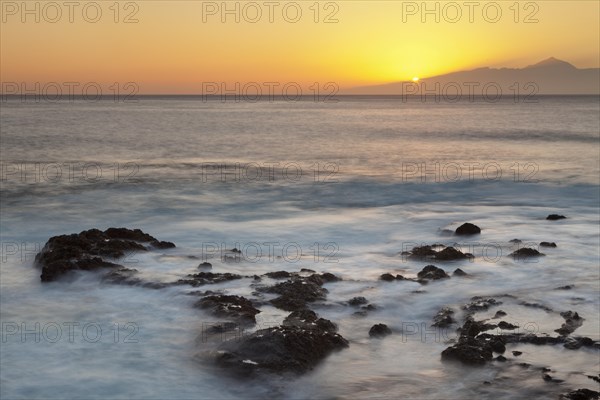 View from Puerto de las Nieves to Tenerife at sunset