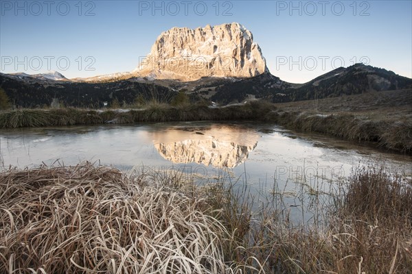 Mt Langkofel or Sasso Lungo from the Gardena Pass road