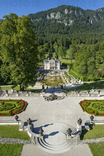 Terrace gardens in the grounds of Schloss Linderhof Palace