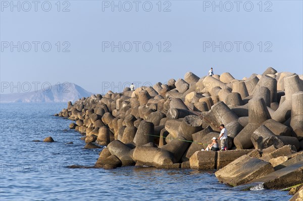 Concrete tetrapods protect the coast from waves and stormy tides near the Port of Heraklion